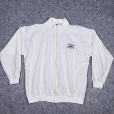 Vintage Blue Angels Bomber Jacket Mens Large White Made in USA 50th Anniversary