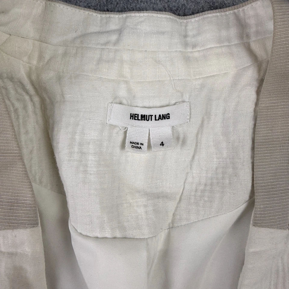 Blazer corto para mujer Helmut Lang de lino blanco roto de algodón talla 4 ajustado Foto 4 de 4