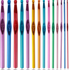 Crochet Hooks Set, Aluminum Handle Knitting Needles for Arthritic Hands