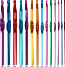 Crochet Hooks Set, Aluminum Handle Knitting Needles for Arthritic Hands