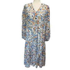 Joie Limited Edition Tiered Midi Maxi Dress Sz M Floral Field Chiffon V-Neck 