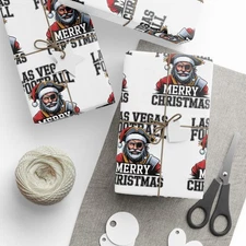 Las Vegas Football Merry Christmas Sports Gift Wrap, Holiday Raiders