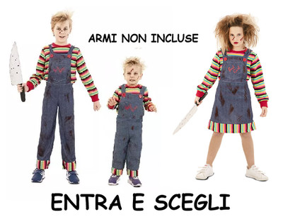CARNEVALE HALLOWEEN VESTITO BAMBINO /A CHUCKY BAMBOLA ASSASSINA