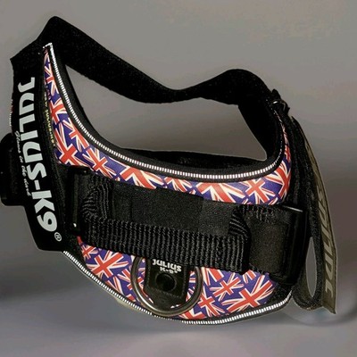Julius K9 IDC Large Size L Dog Harness Glow In Dark UK Flag Design