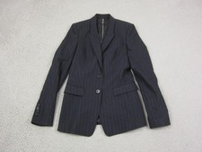 Hugo Boss Jacket Women 4 Navy Blue Striped Blazer Wool Angora Sports Coat