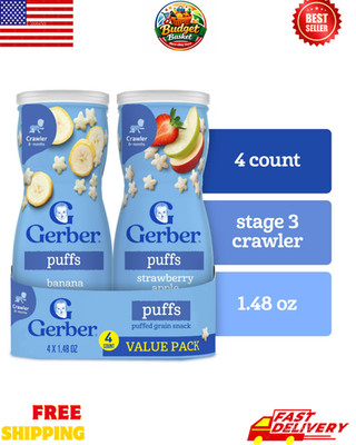 Gerber Snacks for Baby Grain & Grow Puffs, Banana & Apple Strawberry Variety Pac