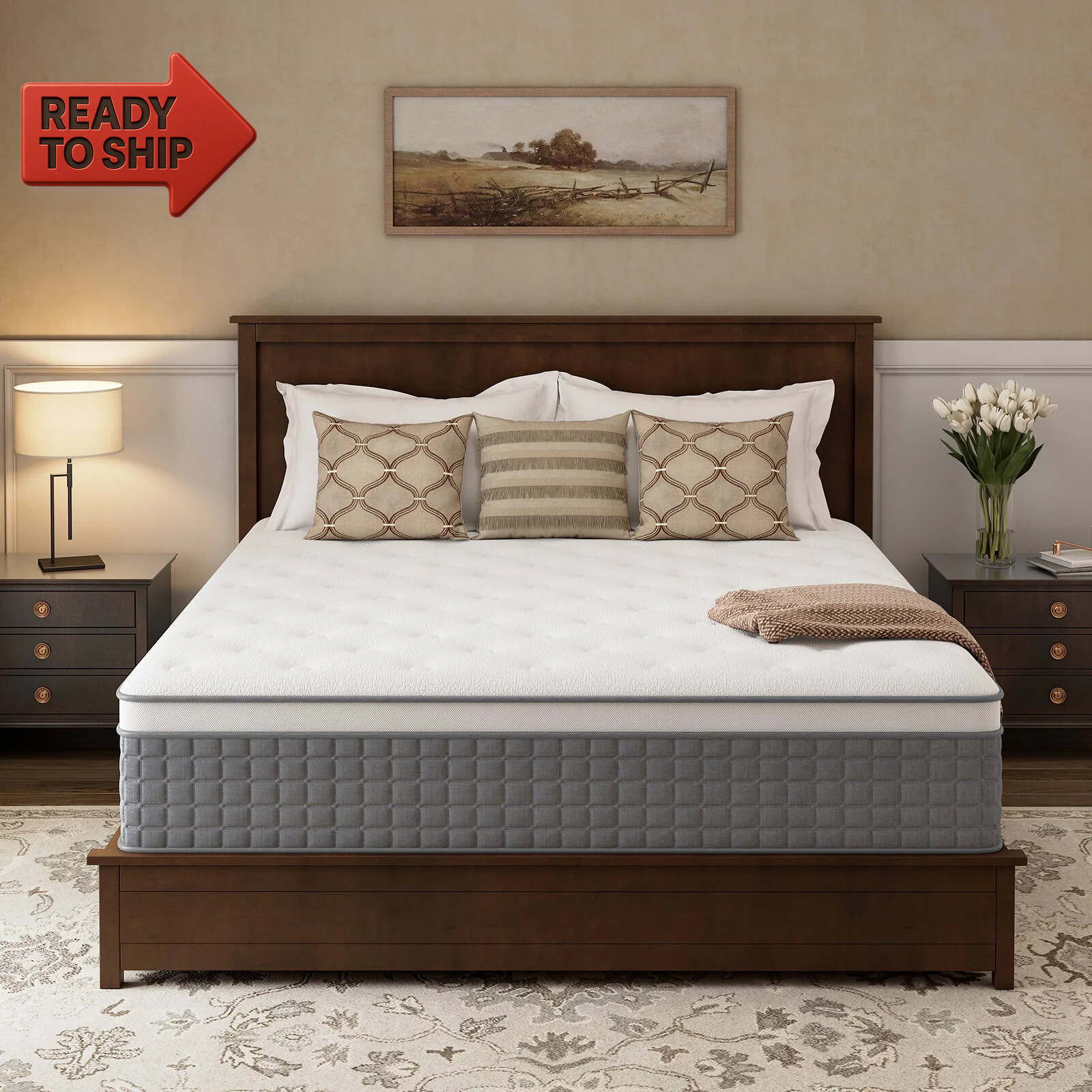 Queen Size Mattress in a Box 12" Hybrid Cooling Gel Memory Foam with Individuall