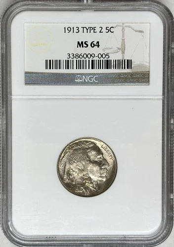 1913 BUFFALO NICKEL TYPE 2 NGC MS64 GREAT EYE APPEAL
