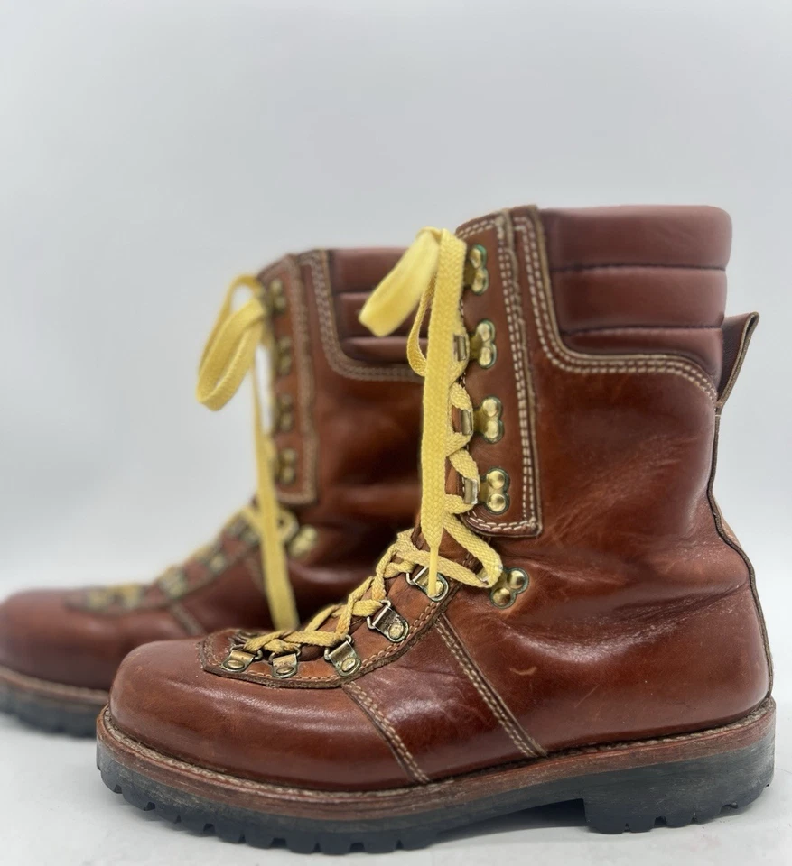 Montblanc Botas Thinsulate Para Hombres De Colección Senderismo Cuero Marrón Con Cordones Zapato de Trabajo Foto 3 de 4