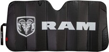 003860R01 RAM Logo Black Matte Finish Front Windshield Accordion Sunshade