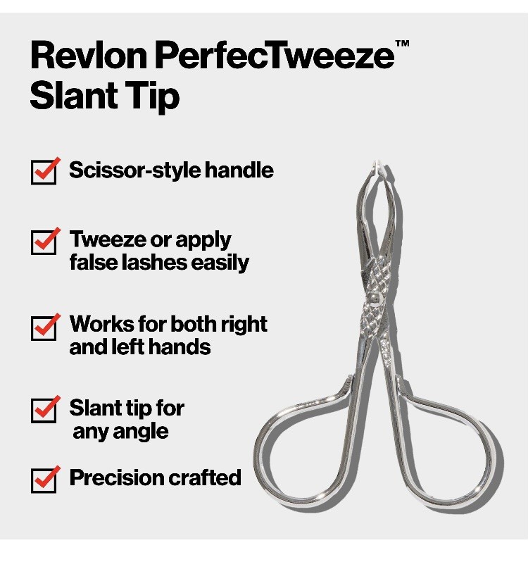 REVLON Slanted Tip Scissor Handle Tweezer #32210, NEW in PKG