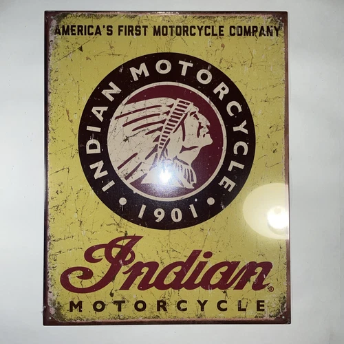 Indian Motorcycles 1901 Man Cave Tin Metal Sign 12”x16” Vintage Look Brand New