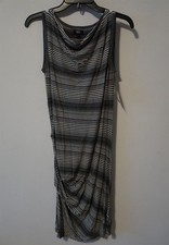 Massmio Striped Knit Sleeveless Dress Size XS Black White Draped Neck