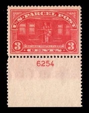 MOMEN: US #Q3 PLATE PARCEL POST MINT OG NH PSE GRADED CERT XF-90J LOT #95048