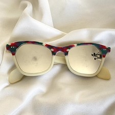 MCM Vintage 50s 60s Mod Plaid Mirror Cat Eye Sunglasses