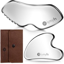 2Pcs 304 Stainless Steel Gua Sha Facial Tools,Face and Body Skin