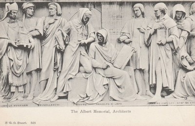 Albert Memorial Architects Frieze Postkarte F.G.O. Stuart London UK um 1900
