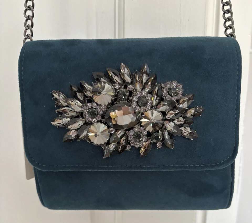 Ladies Blue Jewelled New Look Handbag - Image 3 of 4