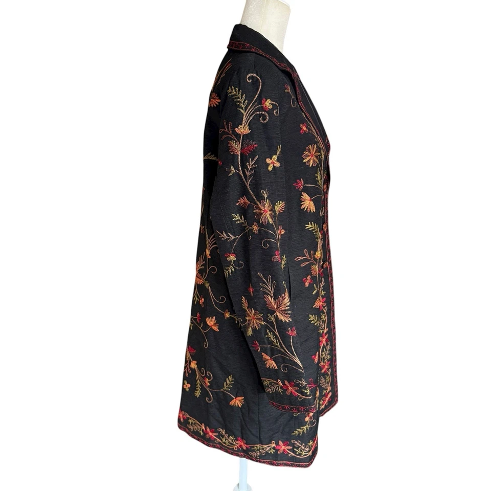 Abrigo SilkLand bordado para mujer mediano 100 % seda longitud media abotonada Boho L Foto 4 de 4
