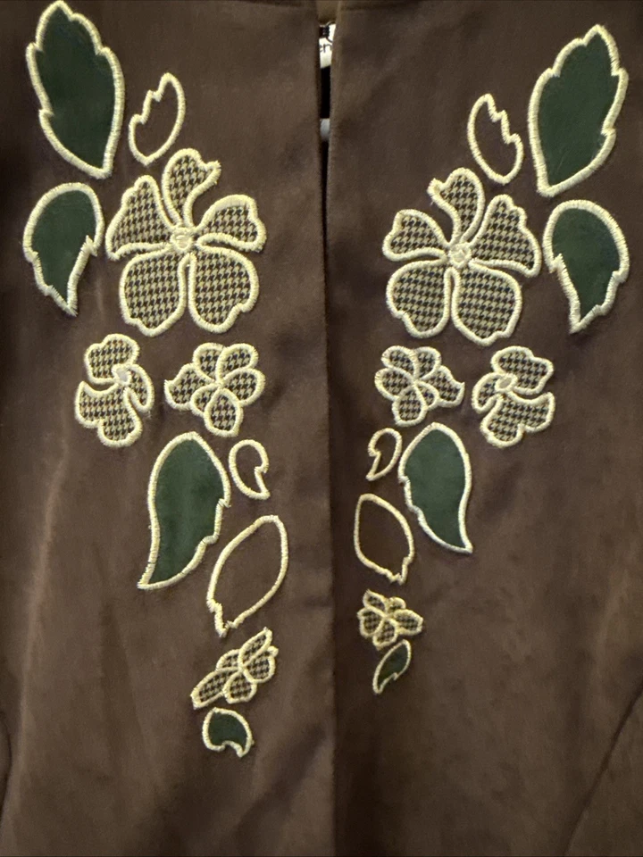 Blazer Breckenridge para mujer grande marrón con bordado mangas largas forrado Foto 4 de 4