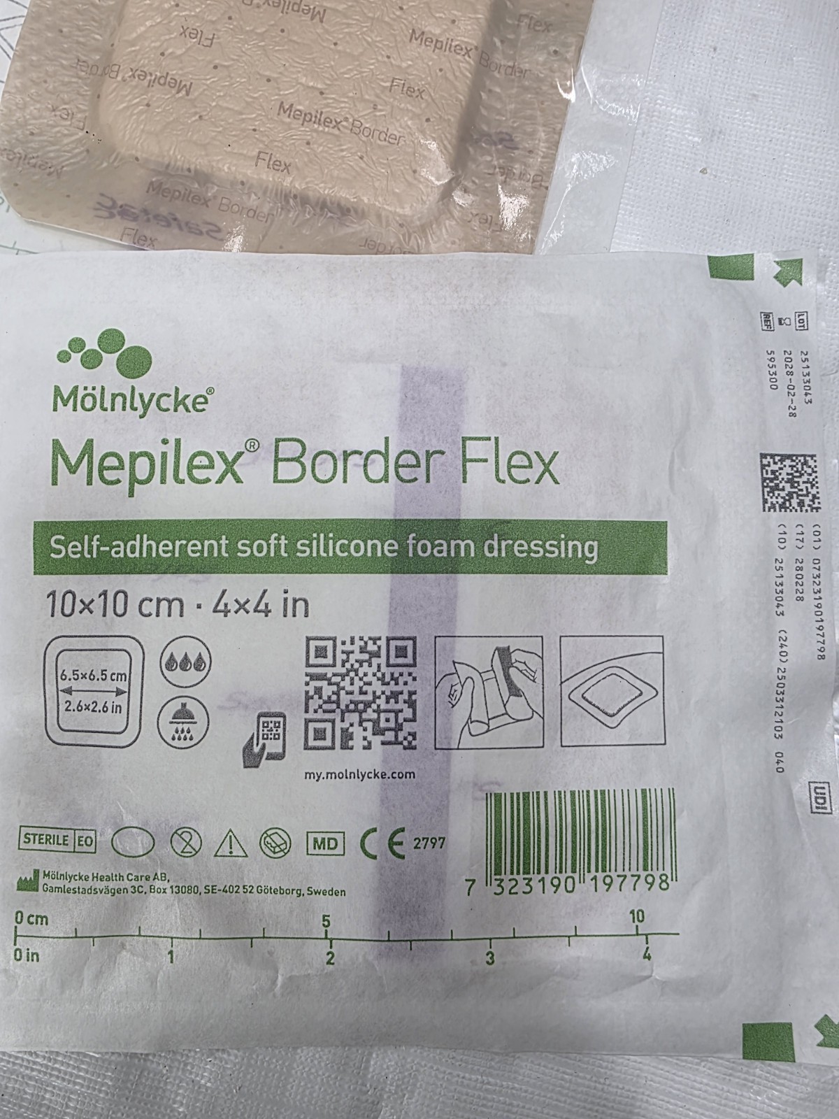 Molnlycke Mepilex Border Flex 4" x 4" Self-Adherent 595300 Lot Of 10 Dressings