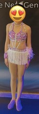 Glamour Solo Dance Costume, 2- Pieces, MC, Lavender, Feather, Rhinestones