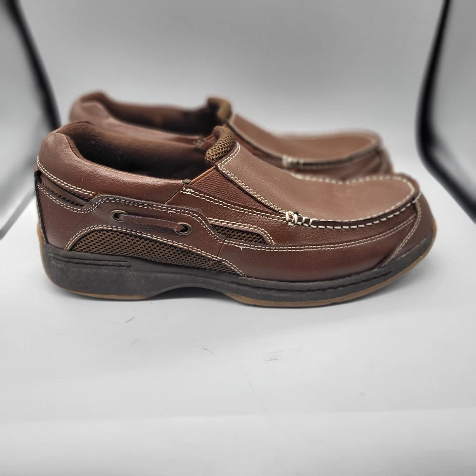 Dr. Scholl's Slip On Loafer Comfort Casual Boat Shoes Brown Leather Mens 8.5 D - Image 2 of 4