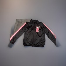 Puma Kids Track Jacket Youth Size 8-10 Black Pink Stripe Zip Up Athletic Unisex