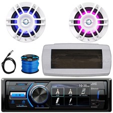 JVC KD-X560BT Single-DIN Boat Receiver W/White Cover, 2x 6.5" 300W Max Speakers