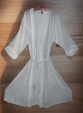 Vintage Lucie Ann White Sheer Robe XL Belted Peignoir