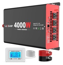 4000 Watt Power Inverter 12V DC to 110V AC Car Inverter with 4 AC Outlets, 30...