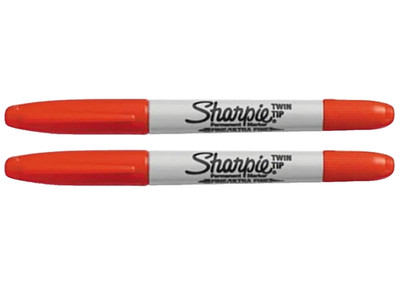 Sharpie Twin Tip Permanent Marker Lot/2 Fine/Ultra Fine Tips Red School Office