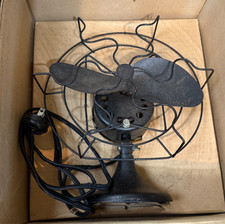 Ant/Vtg 1930`s Federal Electric "Junior " 8"- 2 Blade Cast Iron Table Fan Org Bx