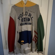 Polo Ralph Lauren Spell Out Color Block Hoodie Men XL