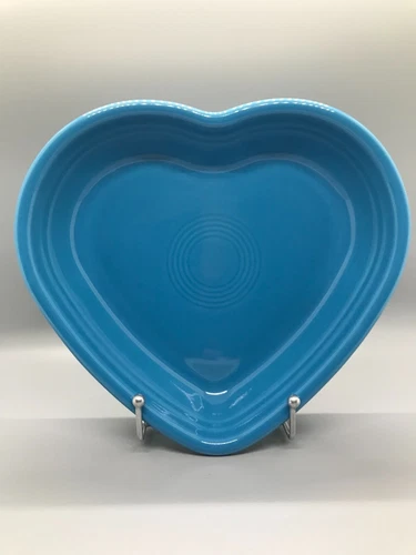 Fiesta Medium Heart Bowl in Peacock | Fiestaware Blue Candy Nut Dish | Retired