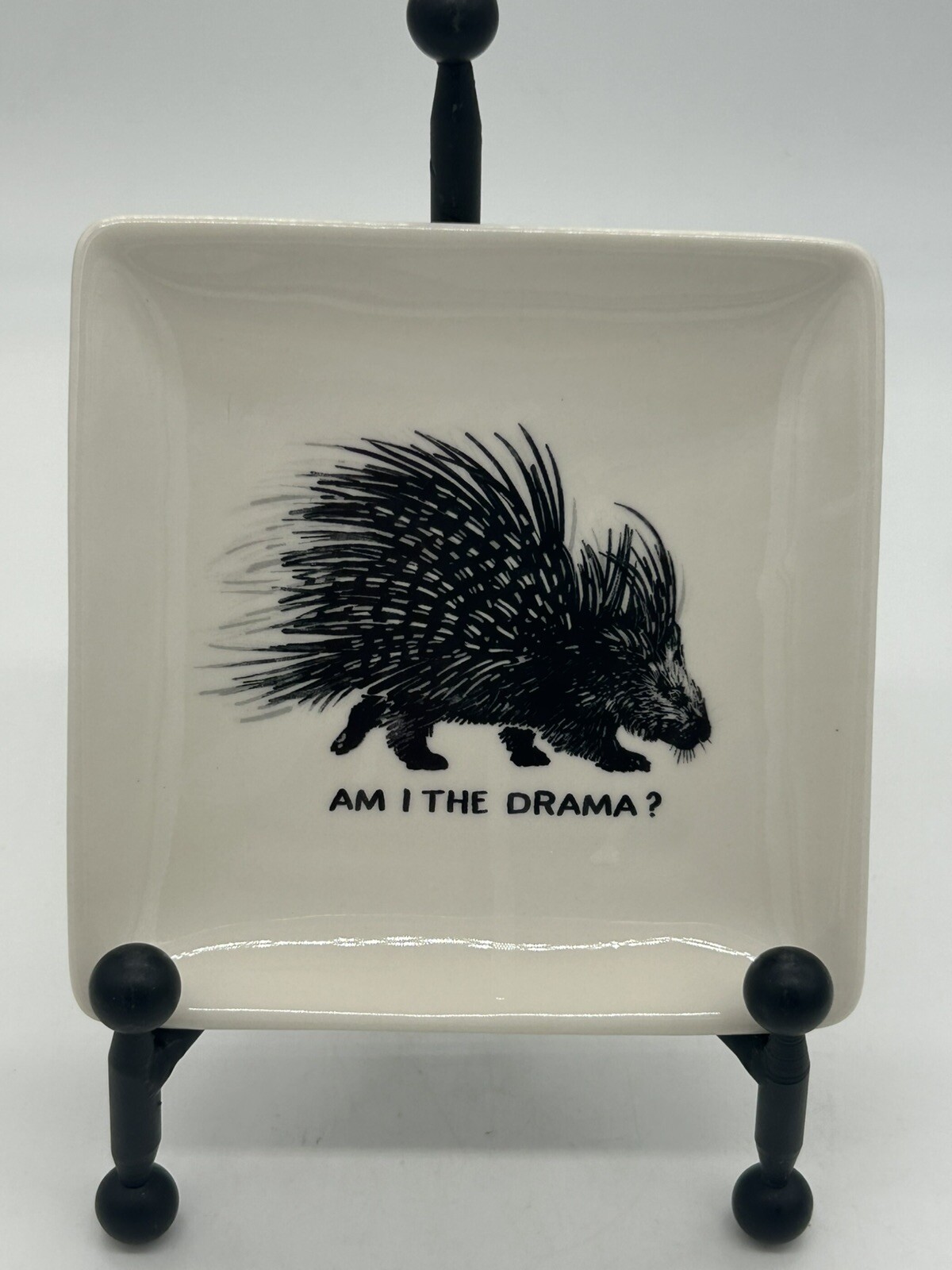 Creative Co-Op Chad Barrett 5-Inch Stoneware Plate with AM I THE DRAMA Design