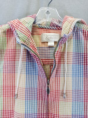ジャケット・アウター 00's Christopher&Banks check zip hoodie Christopher Banks jacket Women small Multicolor plaid check