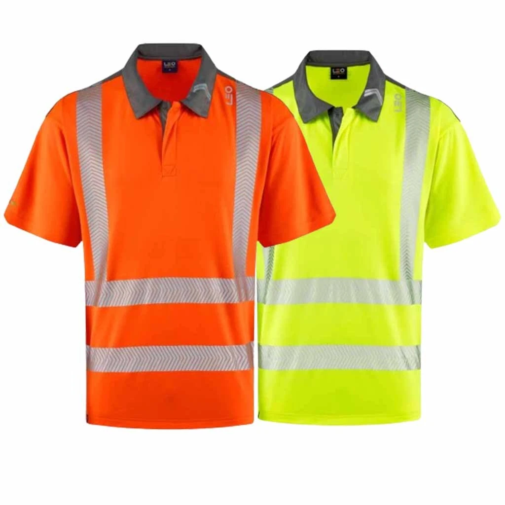 Leo Hi Vis Coolmax Polo Shirt Lightweight Class 2 Summer Performance Work Top