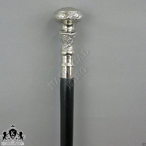 Bastón de madera de diseño bastón de mango de latón plateado perilla regalo - Imagen 4 de 6