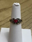 Wheeler Mfg. Vintage Navajo Inspired 925 Sterling Pink Abalone Heart Ring Sz 5.5