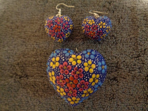 Oaxaca wood carving folk art earrings & heart pendant alebrijes - Picture 16 of 33