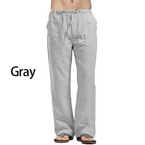 Pantalones informales de algodón de lino con cordón de otoño cintura pantalones largos sueltos - Imagen 27 de 91