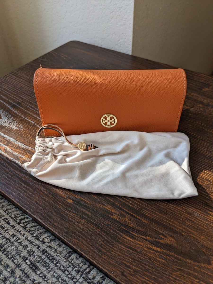 Tory Burch Orange Magnetic Sunglass Case With Cloth Cleaning  display picture 1