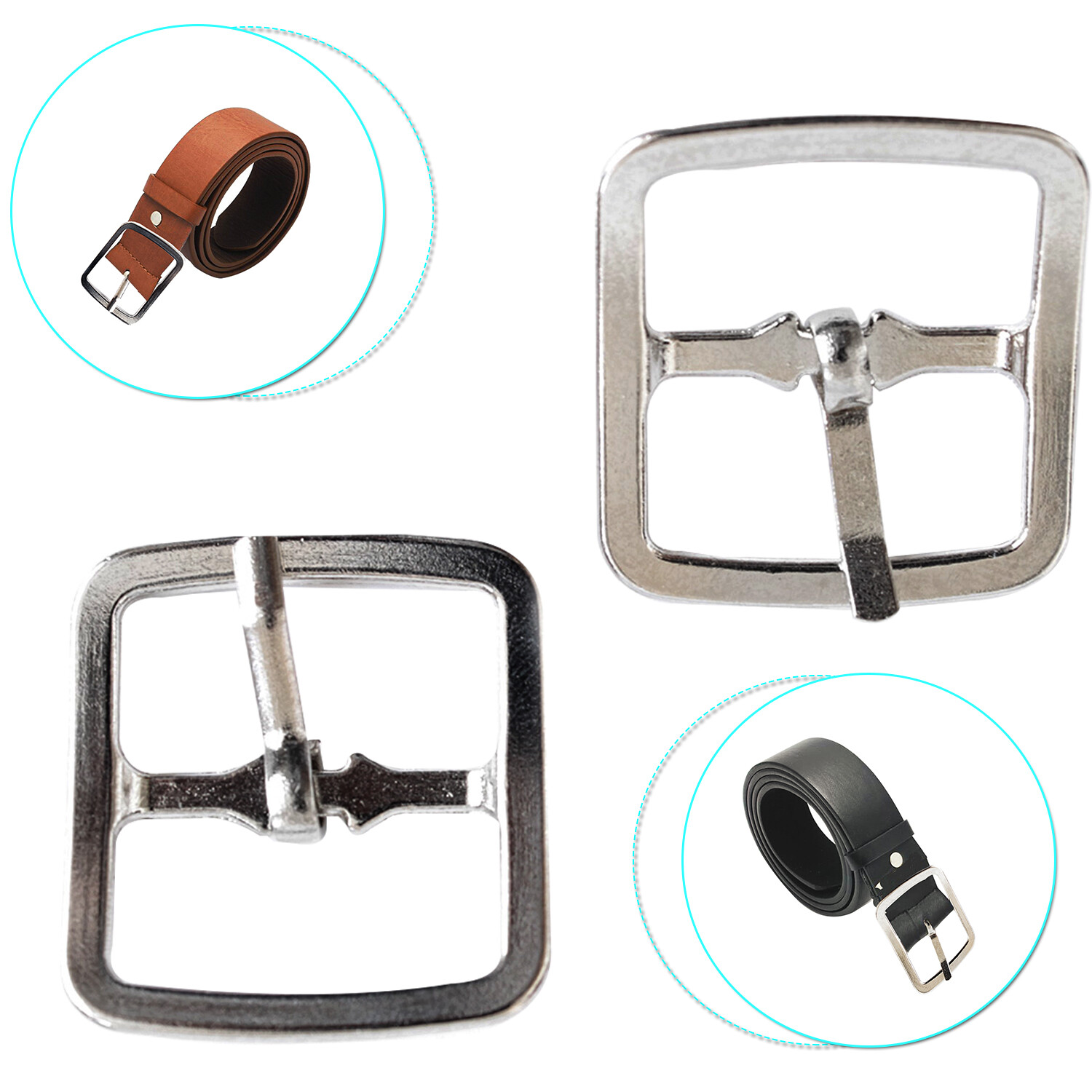 2pcs Metal Plata Hebilla Cuadrada para Cinturón de Cuero Bolsa Abrigo Zapatos