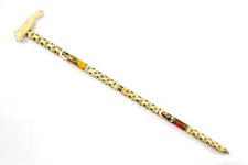 Walking Stick Cane Natural Hand Painted Human Figures Lion Head Handle i601