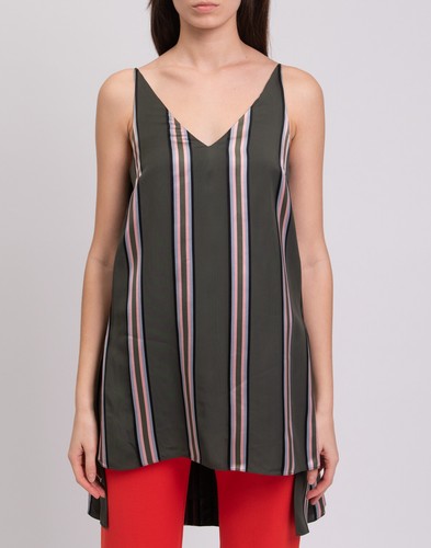 RRP€850 ADAM LIPPES Vest Top US4 S Silk Lined Striped Slit Sides Dipped Hem - Picture 3 of 9