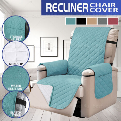 Waterproof REVERSIBLE Recliner Chair Cover Non Slip with Pocket Sofa Protector