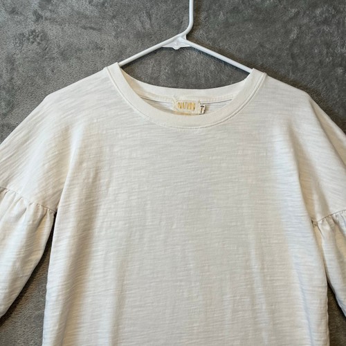 Nation LTD Sz XS White Puff Long Sleeve Snap Sleeve Tee Women's - Picture 3 of 9