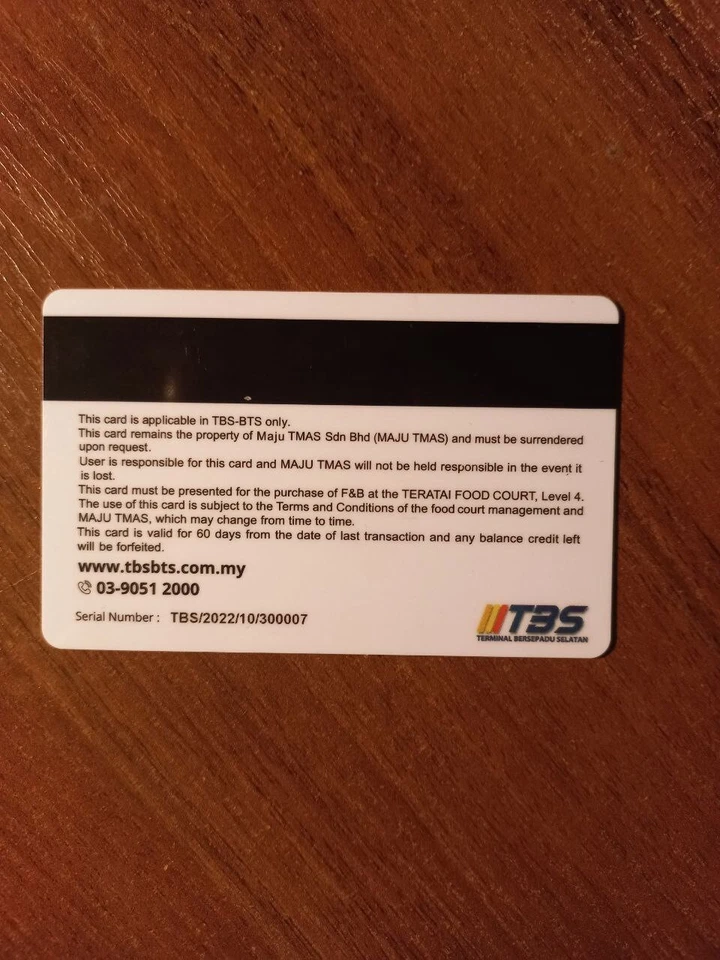 TBS Food card Kuala Lumpur (Malaysia), FREE SHIPPING - Image 2 of 2