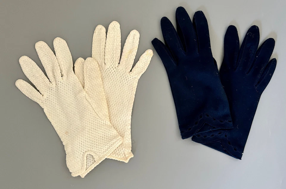 De Colección Lote de 9 Guantes de Iglesia de Ópera Vestido Elegante Tela Blanco Negro Azul Marino Largos Cortos Foto 4 de 4